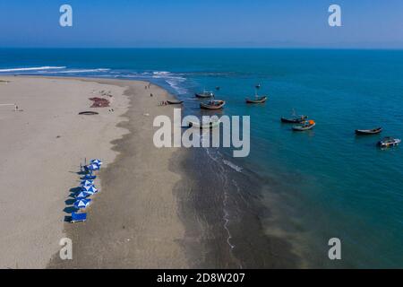 Aerial view of the Saint Martin's Island, locally known as Narikel Jinjira, is the only coral island and one of the most famous tourist spots of Bangl Stock Photo