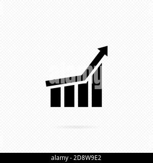 Growing graph icon in black. Bar chart. Infographic. Vector on isolated transparent background. EPS 10. Stock Vector