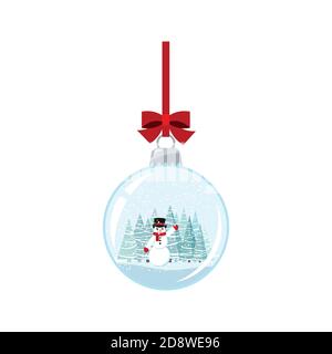 Christmas ball with snowman isolated on white background. Stock Vector
