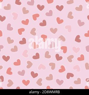 Cute pink hearts seamless pattern. Vector illustration. Love and Saint Valentines day print. Romantic and lovely texture Stock Vector