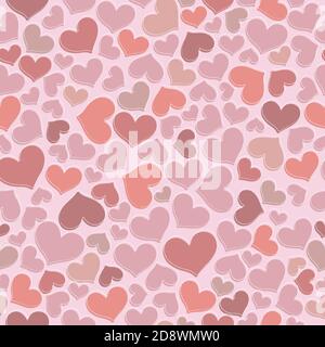 Cute pink hearts seamless pattern. Vector illustration. Love and Saint Valentines day print. Romantic and lovely texture Stock Vector