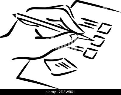 Hand on check list making vote choice mark on paper  Stock Vector