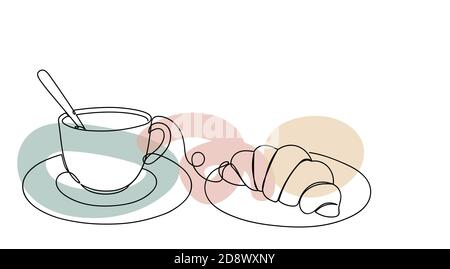 Cupcake with a cherry in a linear style. Stock Vector