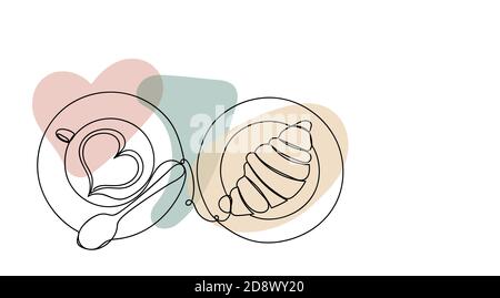 Cupcake with a cherry in a linear style. Stock Vector