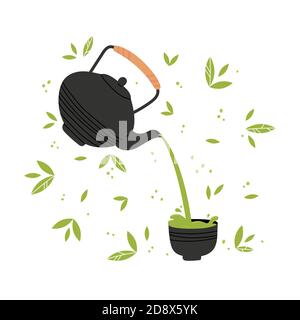 Matcha tea set vector illustration.  Stock Vector