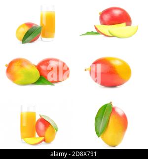 Set of red mango isolated on a white cutout Stock Photo