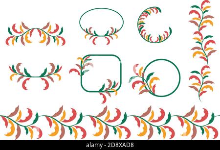 vector branches for design in traditional colors. Stock Vector