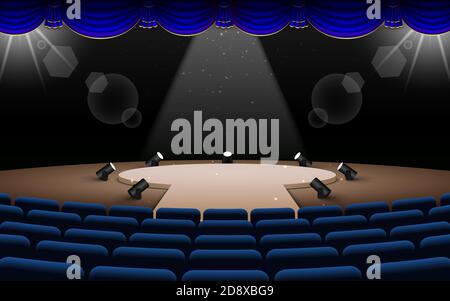 spotlight on the stage in the hall Stock Vector