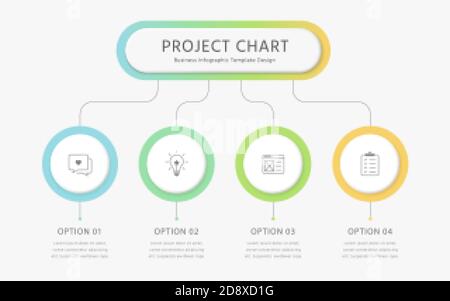 Modern infographic template with 4 steps. Business circle template with options for brochure, diagram, workflow, timeline, web design. Stock Vector