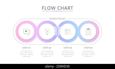 4 steps Modern infographic template with female, romantic, edgy sensation hue . Business circle template with options for brochure, diagram, workflow, Stock Vector