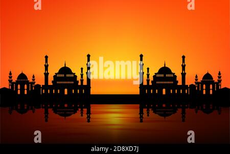 landscape of city on the river in india Stock Vector