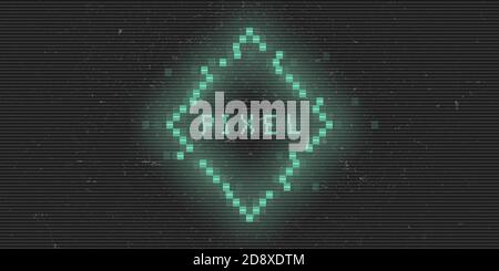 Synthwave poster. Glowing rhombus shape with laser perspective grid in ...