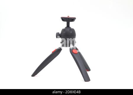 Portable mini tripod isolated on white background Stock Photo
