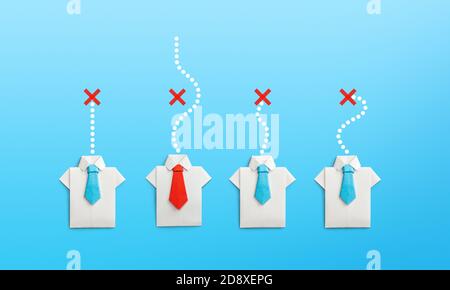 Different ways to solve the problem. Think different concept. Businessmen in shirts and ties on blue background. Stock Photo