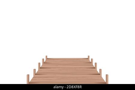 Wooden bridge old with rope in isometric view in cartoon style isolated ...