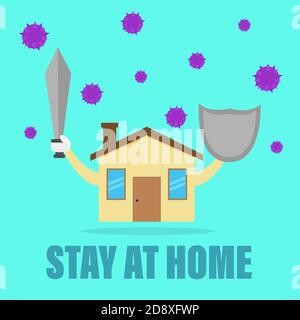 Illustration vector design of staying at home for avoiding from virus Stock Vector