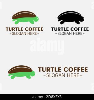 Illustration vector design of turtle coffee logo Stock Vector