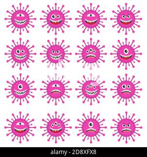 Illustration vector design of virus emoticon set Stock Vector