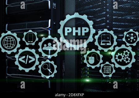 PHP programming language. Developing programming and coding technologies.Cyber space concept. Stock Photo