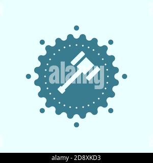 hammer law icon, blue stamp. vector illustration Stock Vector