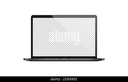 Realistic laptop display illustration. Transparent blank monitor. Screen. Vector EPS 10. Isolated on white background Stock Vector