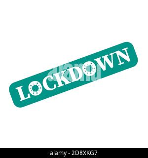 Lockdown Stamp. Green writing with viruses icon. Premium vector Stock Vector
