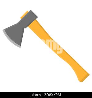 Wooden axe isolated in cartoon style on a white background. Gardening tool. Vector illustration for your design. Stock Vector