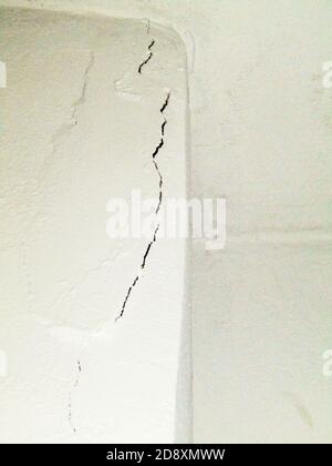 Crack in Wall caused by Earthquake, Crete, Greece Stock Photo