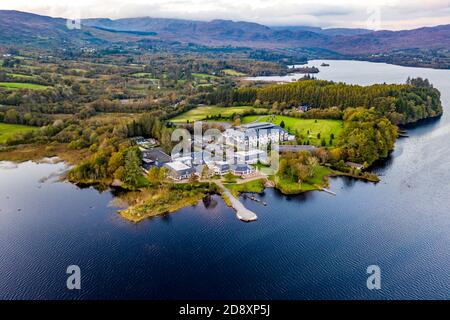 Aerial view of The Lake Eske and Harvey's Point in Donegal, Ireland. Stock Photo