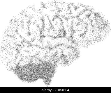 Abstract brain with ants instead of convolutions. For printing on T - shirt Stock Vector