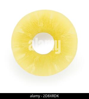 Pineapple ring. Fresh Pineapple slice isolated on white background. Close up. Top view Stock Photo