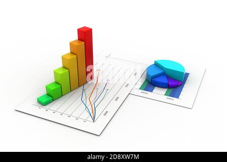 Business graph with chart in white background Stock Photo