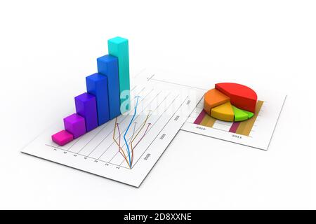 Business graph with chart in white background Stock Photo