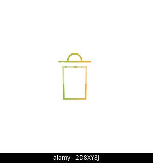 Garbage bin, trash can, wastebasket line icon. Clean, delete button. waste and recycle. paper basket. Orange and green gradient line pictogram isolate Stock Vector