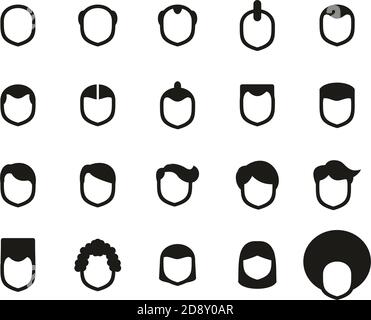 Male Haircut Style Icons Black & White Set Big Stock Vector
