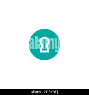 line hey hole in blue circle. line icon. Padlock, lock symbol isolated on white. Flat vector illustration. safety button. Pass word. Case. Stock Vector