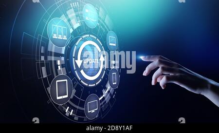 Update System Upgrade Software version technology concept on virtual screen Stock Photo
