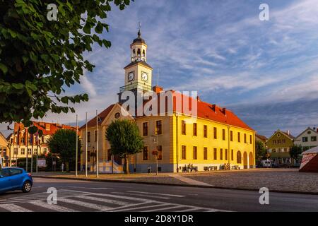 Classicist town hall,  Trzebiatow, West Pomerania,  Poland Stock Photo