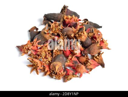 Pomegranate Dried Fruit setting isolated on white background. Stock Photo