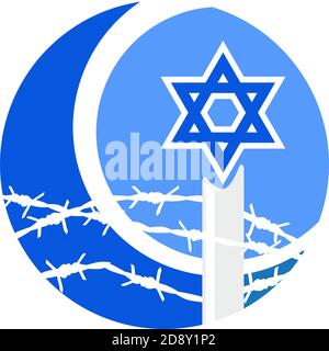 Vector abstract barbed wire and candle. Star of David Stock Vector