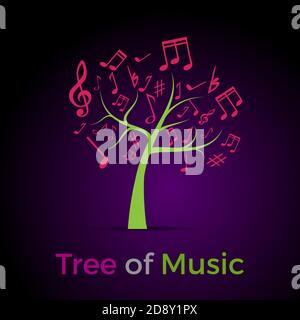 Abstract Tree of Music, background Stock Vector