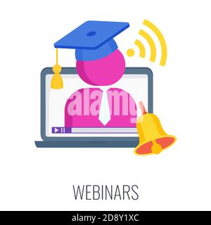 Webinar icon. Online meeting. Trendy flat vector style. Stock Vector