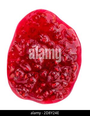 Raspberry jam drizzle isolated on white background. Fresh sweet confiture top view Stock Photo