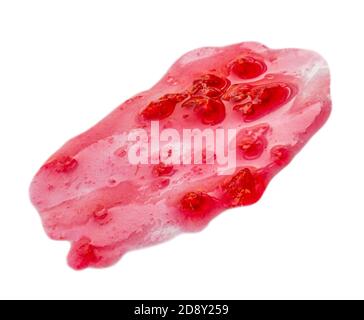 Raspberry jam drizzle isolated on white background. Fresh sweet confiture top view Stock Photo