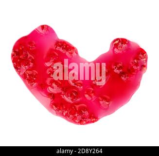 Raspberry jam drizzle isolated on white background. Fresh sweet confiture top view Stock Photo