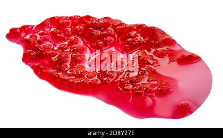 Raspberry jam drizzle isolated on white background. Fresh sweet confiture top view Stock Photo
