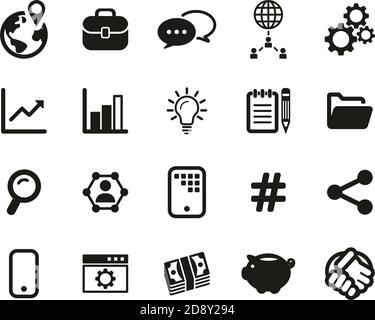 Manager Or Business Manager Icons Black & White Set Big Stock Vector