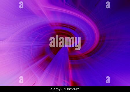 Beautiful abstract intertwined 3d fibers and light trails forming a shape of vortex, sparkle, flame, flower, interlinked hearts. Blue, maroon, pink, a Stock Photo