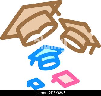 celebration graduation fly caps icon color illustration Stock Vector ...