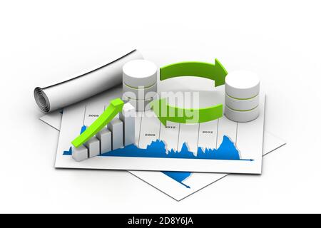 Databases concept icon with graph in chart Stock Photo